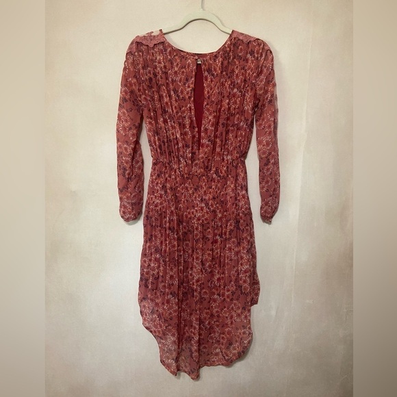 Free People EUC Charlotte Open Waters Midi Dress with lace crochet sleeves XS - Picture 3 of 6